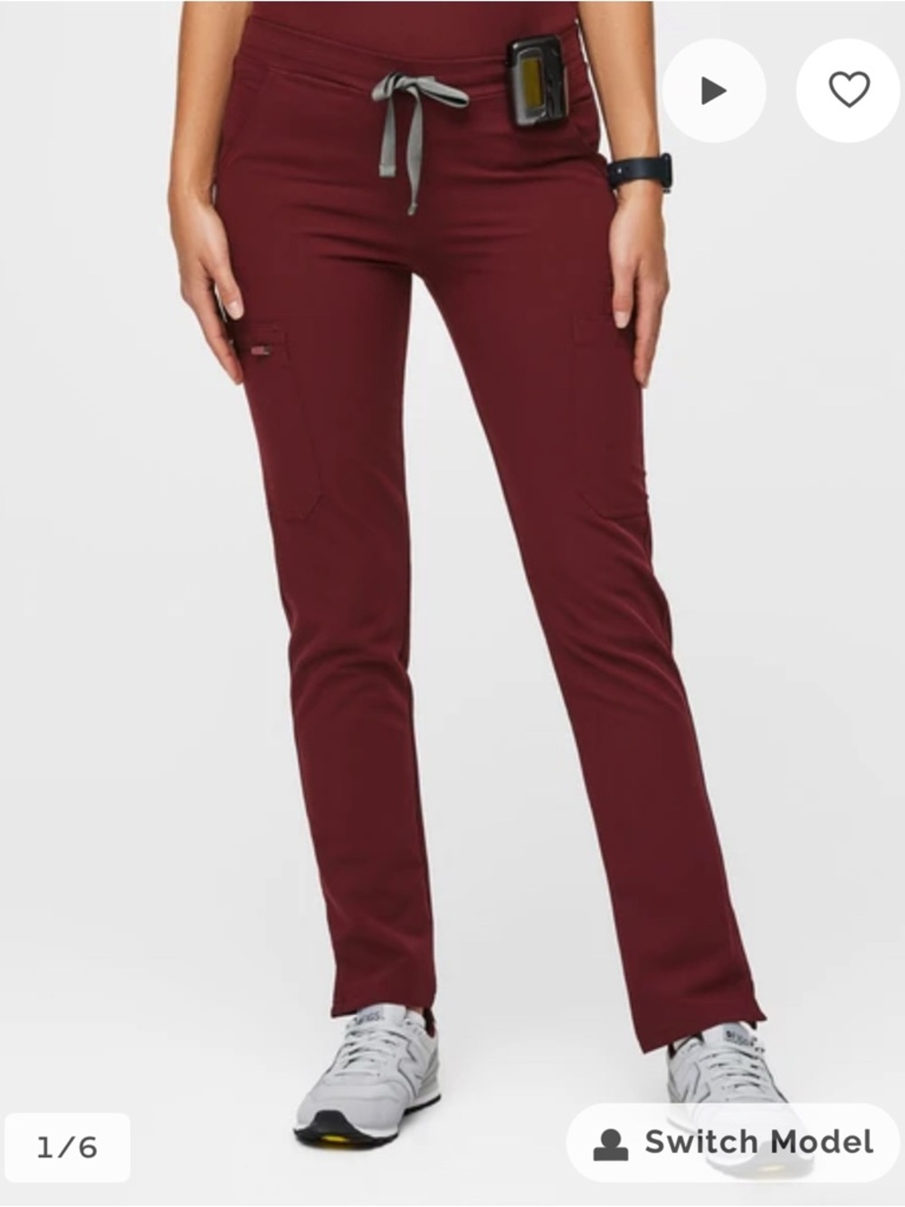 Figs Yola Slim Scrub Pants in Burgundy Sz XXS